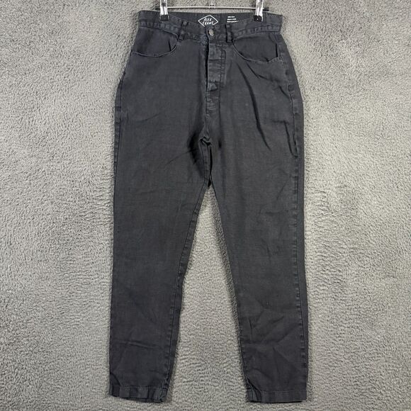 Alex Crane Pants Mens 28x28 Black 100% Linen Pants Button Fly Lightweight - Picture 1 of 12